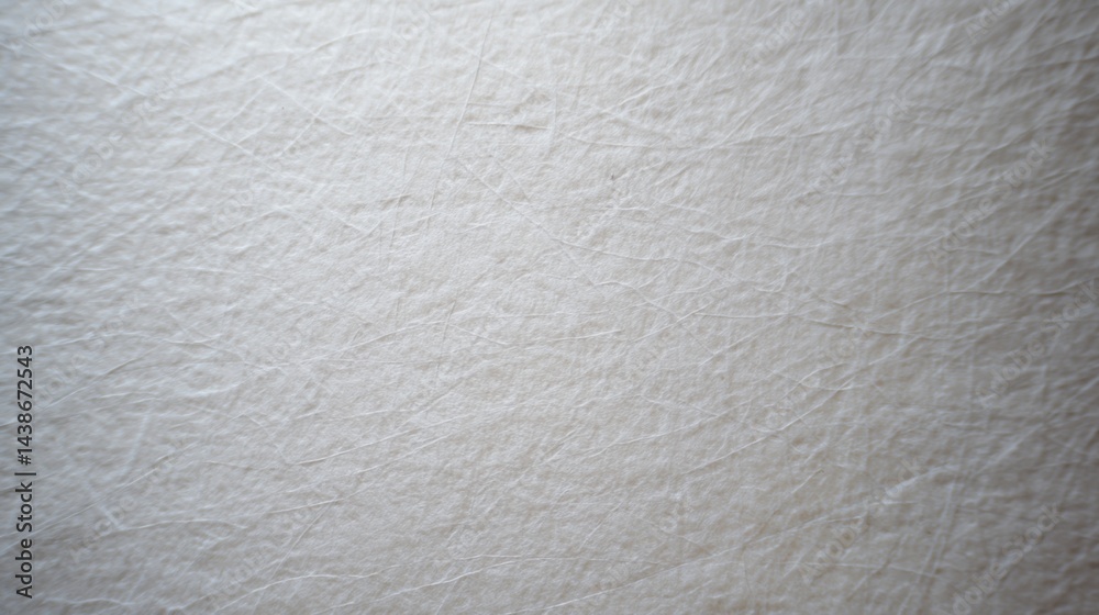 Poster close-up view of a white textured surface showcasing visible fibers creating an intriguing and irreg