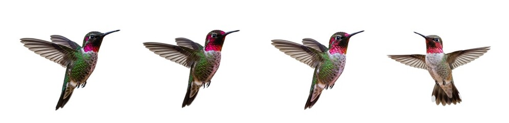 Obraz premium Set Of Flying Humming bird isolated on transparent background, PNG 