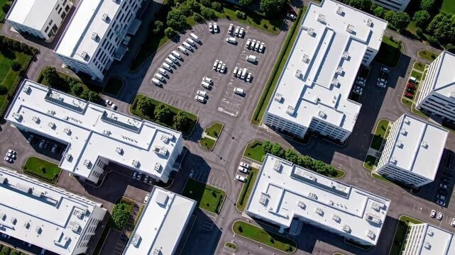 Cosmetics Manufacturing Plants White Industrial Buildings Symmetrical Layout
