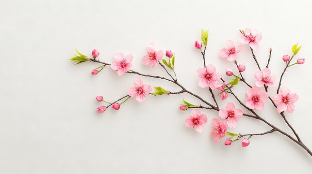   Pink-branching tree with green foliage on white backdrop, featuring optional text/image insertion
