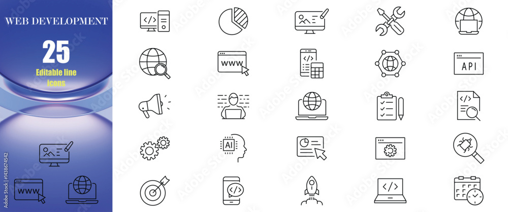 Wall mural web development icons set vector