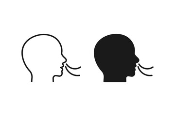 Breathing icon. Person exhaling. Ideal for health, wellness. Perfect for web design, presentations, or educational materials