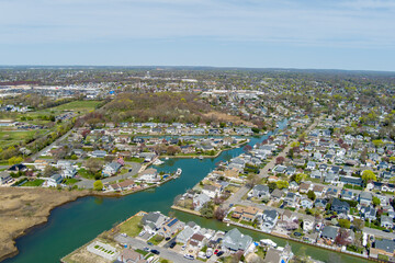 Aerial view of  Babylon Long Island Foster's Creek Great South Bay New York