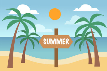 Summer beach with palm trees. Summer paradise landscape