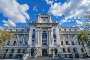 Fototapeta premium Majestic Montreal City Hall Under a Bright Sky
