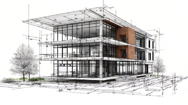 Modern building design sketch