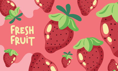 Beautiful flat style strawberry background illustration
