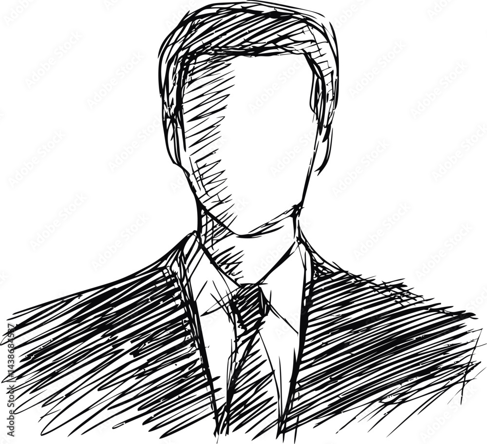 Aufkleber sketch of faceless man in suit and tie with abstract lines illustration. vector illustration