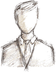 Obraz premium Sketch of a faceless person in a suit, abstract art concept. Vector illustration