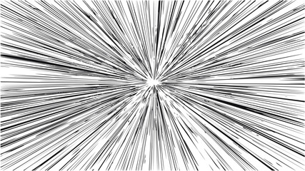 Abstract black and white radial speed lines pattern in comic style. Vector illustration