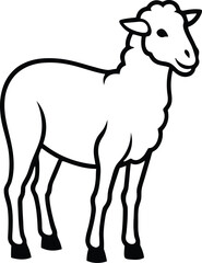 Majestic Goat Silhouette with Curved Horns – Bold Black and White Illustration