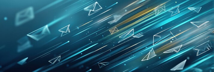 Stylized Email Icons and Communication Lines Depicting a Dynamic Digital Exchange in a Lively Virtual Environment