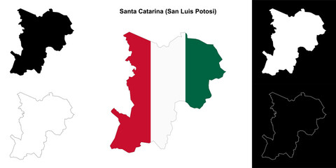 Santa Catarina municipality (San Luis Potosi) outline map set