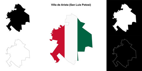 Villa de Arista municipality (San Luis Potosi) outline map set