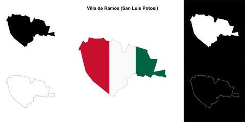 Villa de Ramos municipality (San Luis Potosi) outline map set