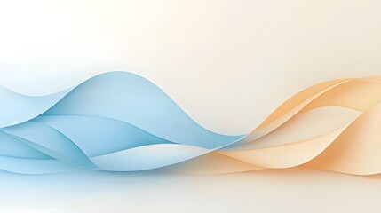 Fototapeta premium This captivating abstract image features a fluid dynamic composition of soft undulating blue and orange waves creating a sense of serene movement and tranquility