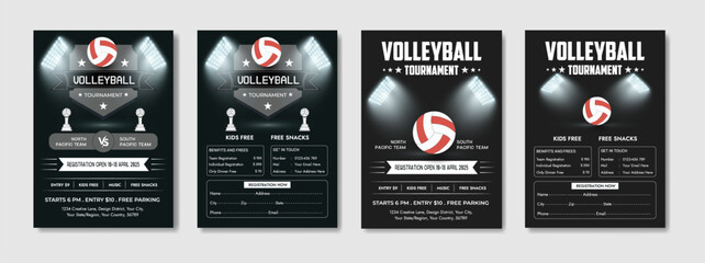 Volleyball Club Training Camp Poster, Summer Volleyball Sports Event Flyer, High School Volleyball Game Day Poster, Volleyball Championship Final Match Flyer, Minimalist Volleyball Flyer Template