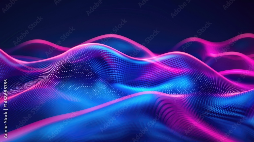 Poster abstract flowing wave pattern with dotted texture. digital art for design of vibrant color with line