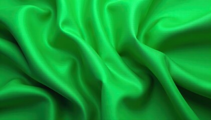 Fototapeta premium Abstract green silk folds, layered texture, rich hue, elegant, texture, textile