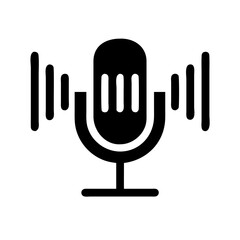 Obraz premium Flat design microphone icon vector for podcast branding, media apps, and audio production visuals.