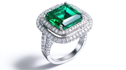 A bold emerald cocktail ring with a large square-cut gemstone