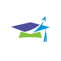 Naklejka premium Graduation Cap with Upward Arrow Logo – Educational Achievement and Success Symbol for Schools and Learning Platforms