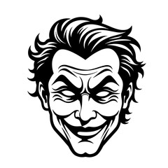 Sinister joker face representing gambling risk trickery deception bluff casino games chance manipulation entertainment danger excitement and fortune