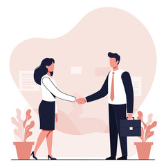 Fototapeta premium Business handshake deal success, minimal flat design style vector illustration