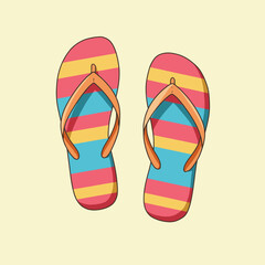 Striped flip flops, summer beach vibes, simple illustration design clip art