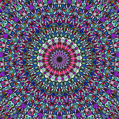 Dynamic radial flower pattern mandala background - colorful psychedelic circular floral abstract vector art