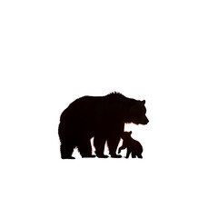 Fototapeta premium A silhouette of a bear standing on all fours with a red and orange glow on a black background on transparent background