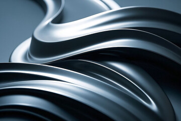 Obraz premium Smooth, flowing curves of a metallic material catching highlights and reflections, creating a sleek, modern aesthetic. Ideal for product design, abstract art, and futuristic visuals. 