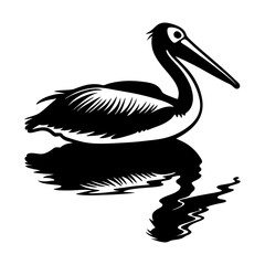 pelican silhouette isolated on white