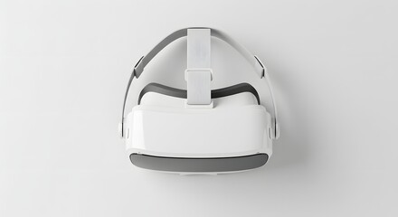 Top-down view of a sleek white VR headset with adjustable straps, placed on a white background.
