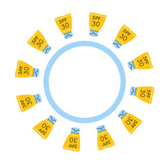 Summer wreath with sunscreen cream. Spf cream.