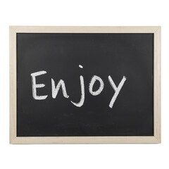 Isolated chalkboard with Enjoy written large and simply centered A minimalist design for various themes