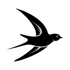 A flying dove silhouette, a vector bird icon representing peace and nature