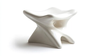 A stool crafted entirely from bright white plastic