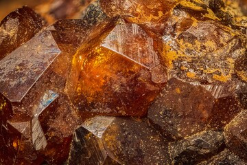 Garnet (andradite, hessanite) crystals. Sinyaya Rechka deposit, Far East, Russia. High...