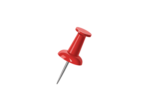Red pin isolated on transparent background