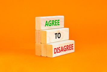 Agree to disagree symbol. Concept words Agree to disagree on beautiful wooden block. Beautiful...
