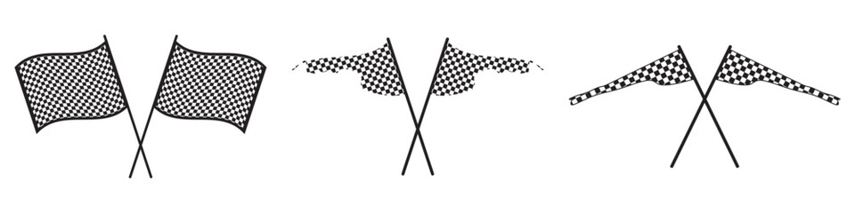 Fototapeta premium two crossed checkered Flag NASCAR Racing flag silhouette,Racing start and finish checkered flag