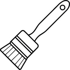 Black And White Illustration of a Paintbrush with Handle and Bristles