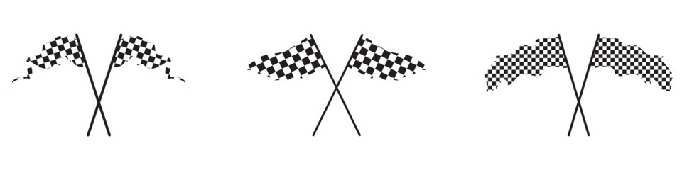 Fototapeta premium two crossed checkered Flag NASCAR Racing flag silhouette,Racing start and finish checkered flag