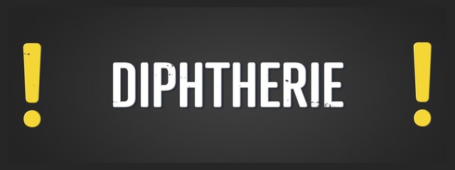 Diphtherie (diphtheria) - A blackboard illustration with white text.