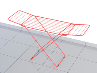 Red empty clothes drying rack
