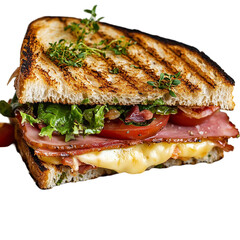 Grilled Ham and Cheese Sandwich isolated on transparent background