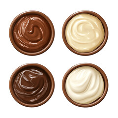 Four Delicious Sauces isolated on transparent background