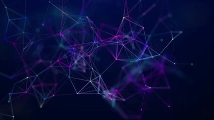 Abstract polygonal space with connecting dots and lines. Dark background. Connection structure. 3d 	