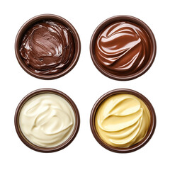 Delicious Chocolate and Cream Variations isolated on transparent background